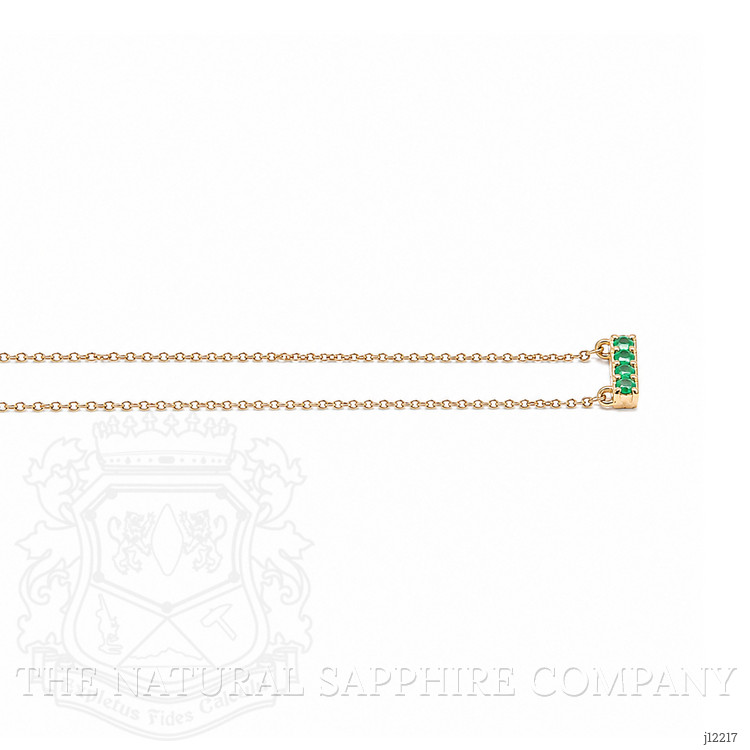 0.20 Ct. Emerald and Natural Diamond Accent Stones Necklace, 14K Yellow Gold
