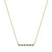 0.20 Ct. Emerald and Natural Diamond Accent Stones Necklace, 14K Yellow Gold Image