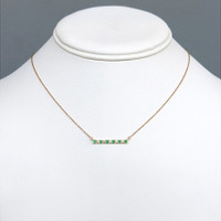0.20 Ct. Emerald and Natural Diamond Accent Stones Necklace, 14K Yellow Gold Life Style