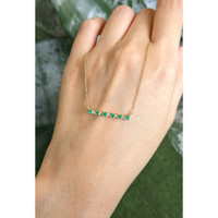 0.20 Ct. Emerald and Natural Diamond Accent Stones Necklace, 14K Yellow Gold Life Style