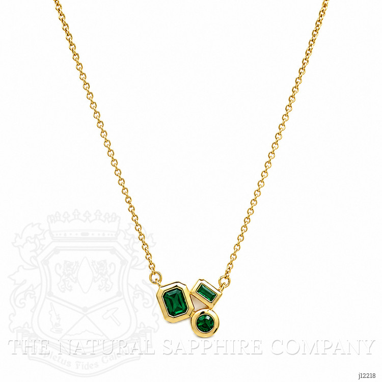 0.11 Ct. Emerald Bezel Necklace, 14K Yellow Gold