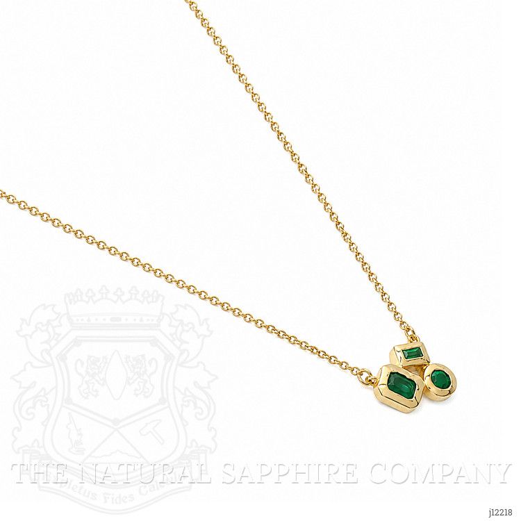 0.11 Ct. Emerald Bezel Necklace, 14K Yellow Gold