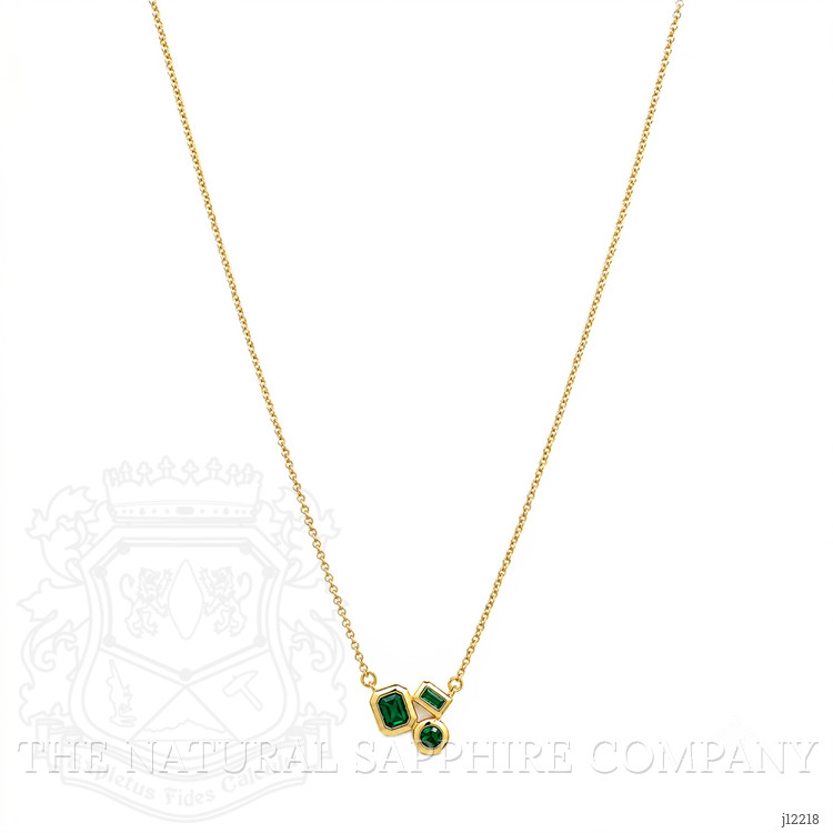 0.11 Ct. Emerald Bezel Necklace, 14K Yellow Gold