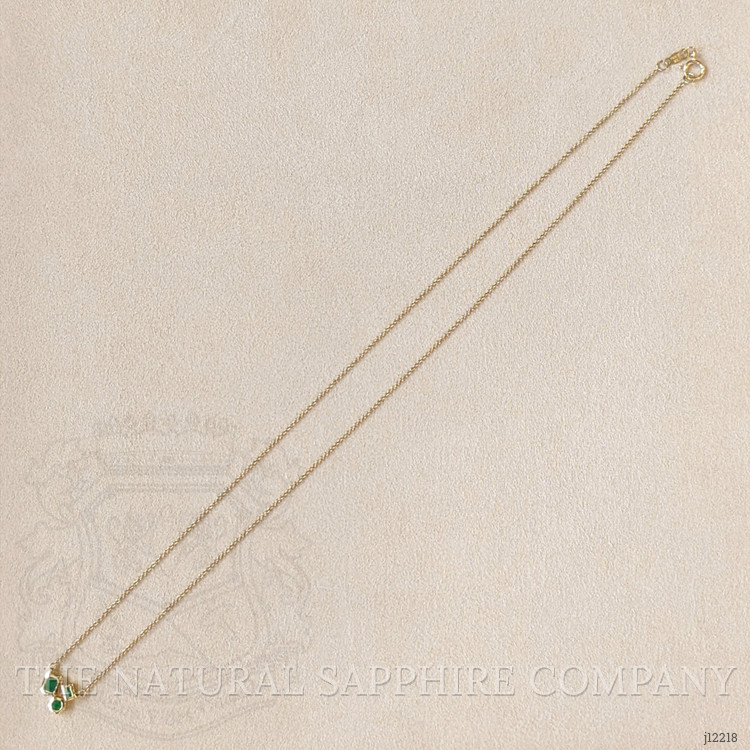 0.11 Ct. Emerald Bezel Necklace, 14K Yellow Gold