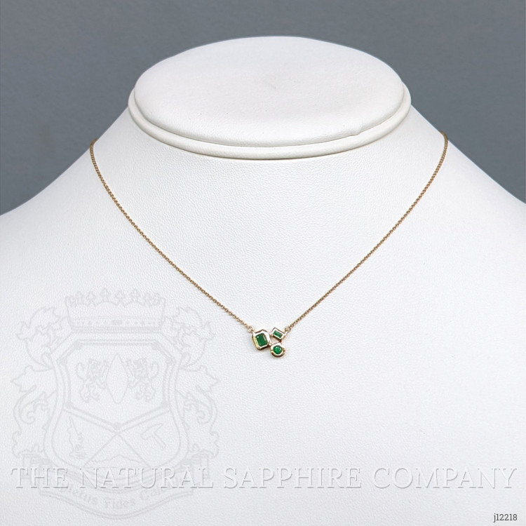 0.11 Ct. Emerald Bezel Necklace, 14K Yellow Gold