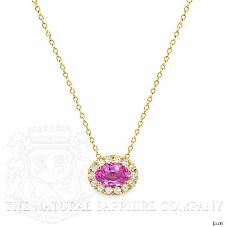 0.60 Ct. Pink Sapphire and Natural Diamond Pave Necklace, 14K Yellow Gold