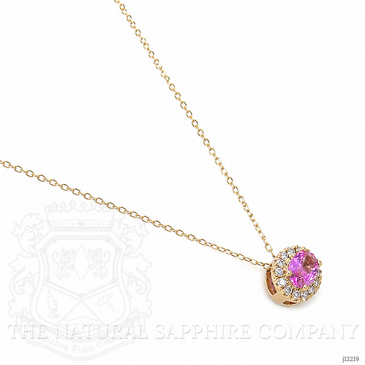 0.60 Ct. Pink Sapphire and Natural Diamond Pave Necklace, 14K Yellow Gold