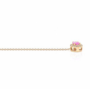 0.60 Ct. Pink Sapphire and Natural Diamond Pave Necklace, 14K Yellow Gold Image