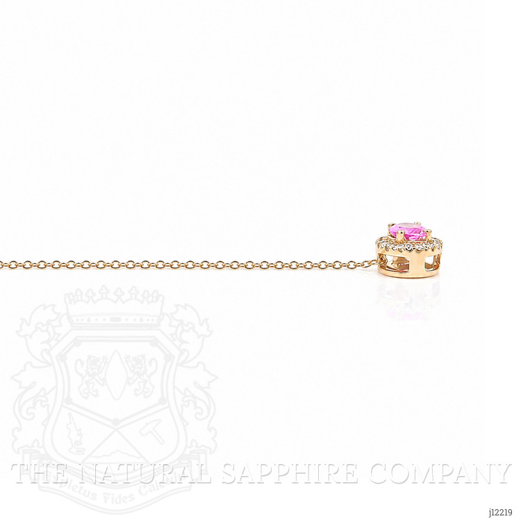 0.60 Ct. Pink Sapphire and Natural Diamond Pave Necklace, 14K Yellow Gold