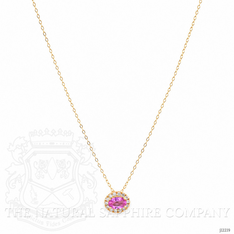 0.60 Ct. Pink Sapphire and Natural Diamond Pave Necklace, 14K Yellow Gold