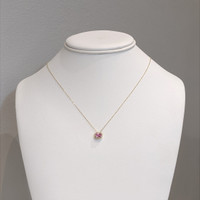 0.60 Ct. Pink Sapphire and Natural Diamond Pave Necklace, 14K Yellow Gold Life Style