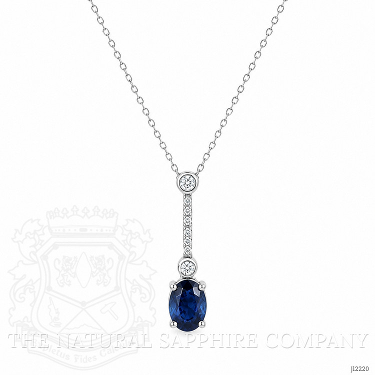 2.15 Ct. Blue Sapphire and Natural Diamond Accent Stones Necklace, 14K White Gold