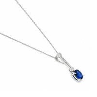 2.15 Ct. Blue Sapphire and Natural Diamond Accent Stones Necklace, 14K White Gold Image