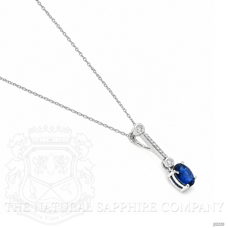 2.15 Ct. Blue Sapphire and Natural Diamond Accent Stones Necklace, 14K White Gold