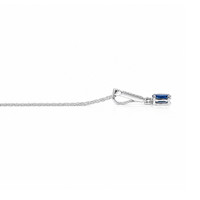 2.15 Ct. Blue Sapphire and Natural Diamond Accent Stones Necklace, 14K White Gold Image