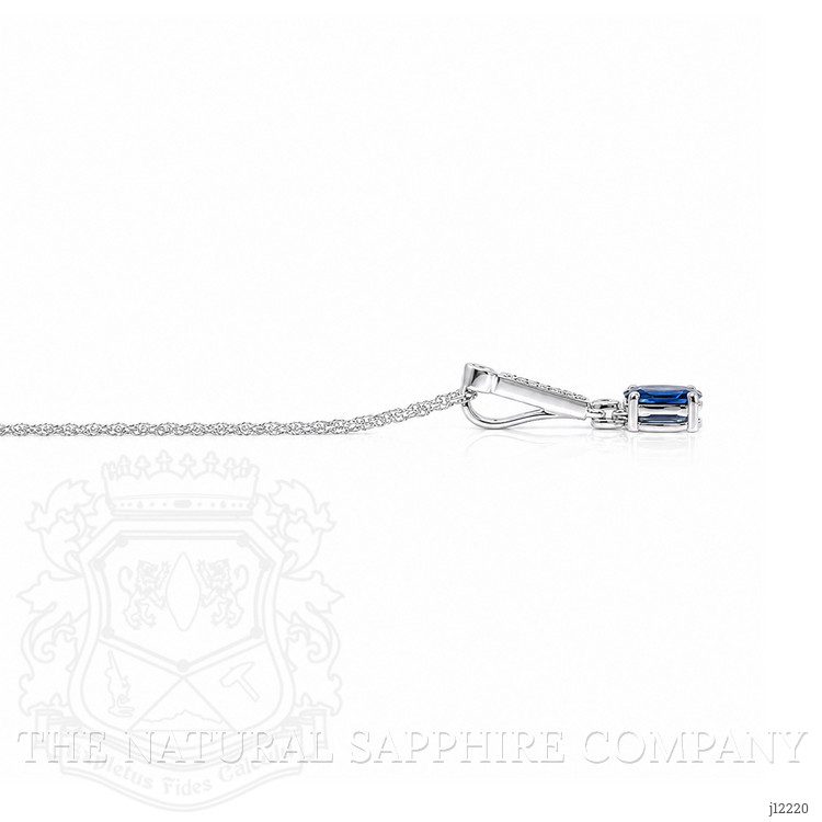 2.15 Ct. Blue Sapphire and Natural Diamond Accent Stones Necklace, 14K White Gold