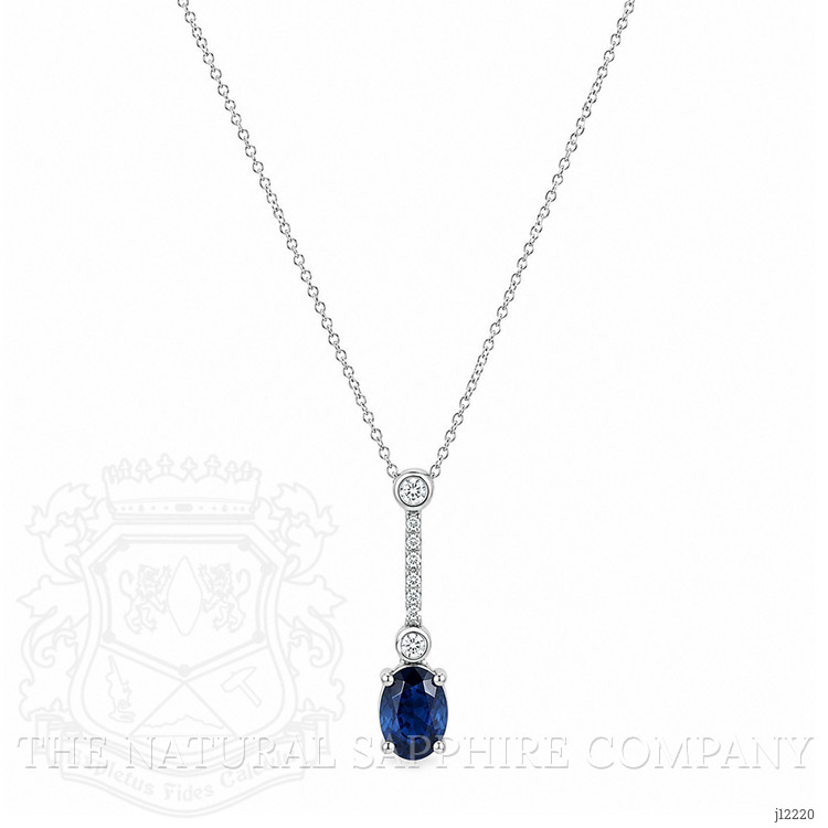 2.15 Ct. Blue Sapphire and Natural Diamond Accent Stones Necklace, 14K White Gold