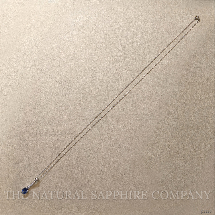 2.15 Ct. Blue Sapphire and Natural Diamond Accent Stones Necklace, 14K White Gold