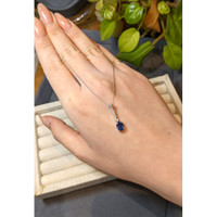 2.15 Ct. Blue Sapphire and Natural Diamond Accent Stones Necklace, 14K White Gold Life Style