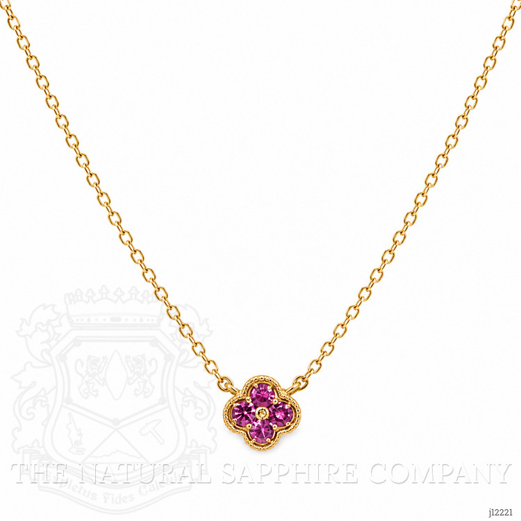 0.09 Ct. Pinkish Red Ruby Pave Necklace, 14K Yellow Gold