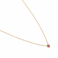 0.09 Ct. Pinkish Red Ruby Pave Necklace, 14K Yellow Gold Image