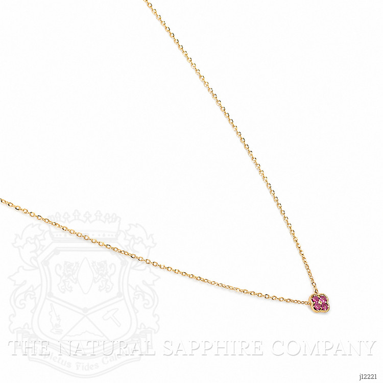 0.09 Ct. Pinkish Red Ruby Pave Necklace, 14K Yellow Gold
