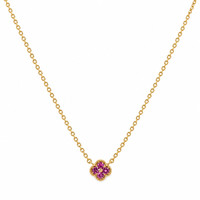 0.09 Ct. Pinkish Red Ruby Pave Necklace, 14K Yellow Gold Image