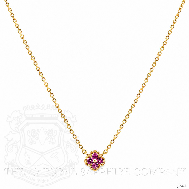0.09 Ct. Pinkish Red Ruby Pave Necklace, 14K Yellow Gold