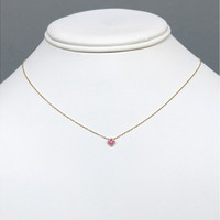 0.09 Ct. Pinkish Red Ruby Pave Necklace, 14K Yellow Gold Life Style