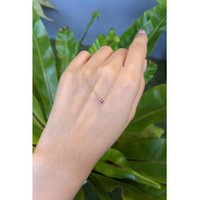 0.09 Ct. Pinkish Red Ruby Pave Necklace, 14K Yellow Gold Life Style