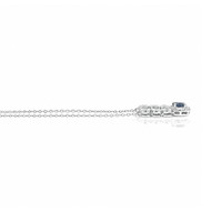 0.31 Ct. Blue Sapphire and Natural Diamond Pave Necklace, 14K White Gold Image