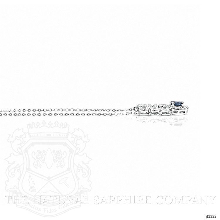 0.31 Ct. Blue Sapphire and Natural Diamond Pave Necklace, 14K White Gold