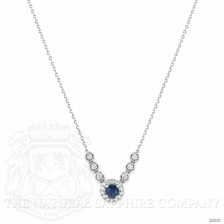 0.31 Ct. Blue Sapphire and Natural Diamond Pave Necklace, 14K White Gold