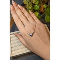 0.31 Ct. Blue Sapphire and Natural Diamond Pave Necklace, 14K White Gold Life Style
