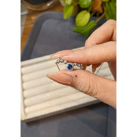 0.31 Ct. Blue Sapphire and Natural Diamond Pave Necklace, 14K White Gold Life Style
