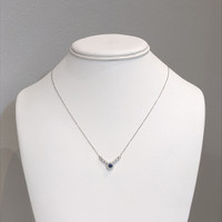 0.31 Ct. Blue Sapphire and Natural Diamond Pave Necklace, 14K White Gold Life Style