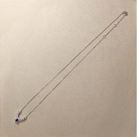0.31 Ct. Blue Sapphire and Natural Diamond Pave Necklace, 14K White Gold Life Style