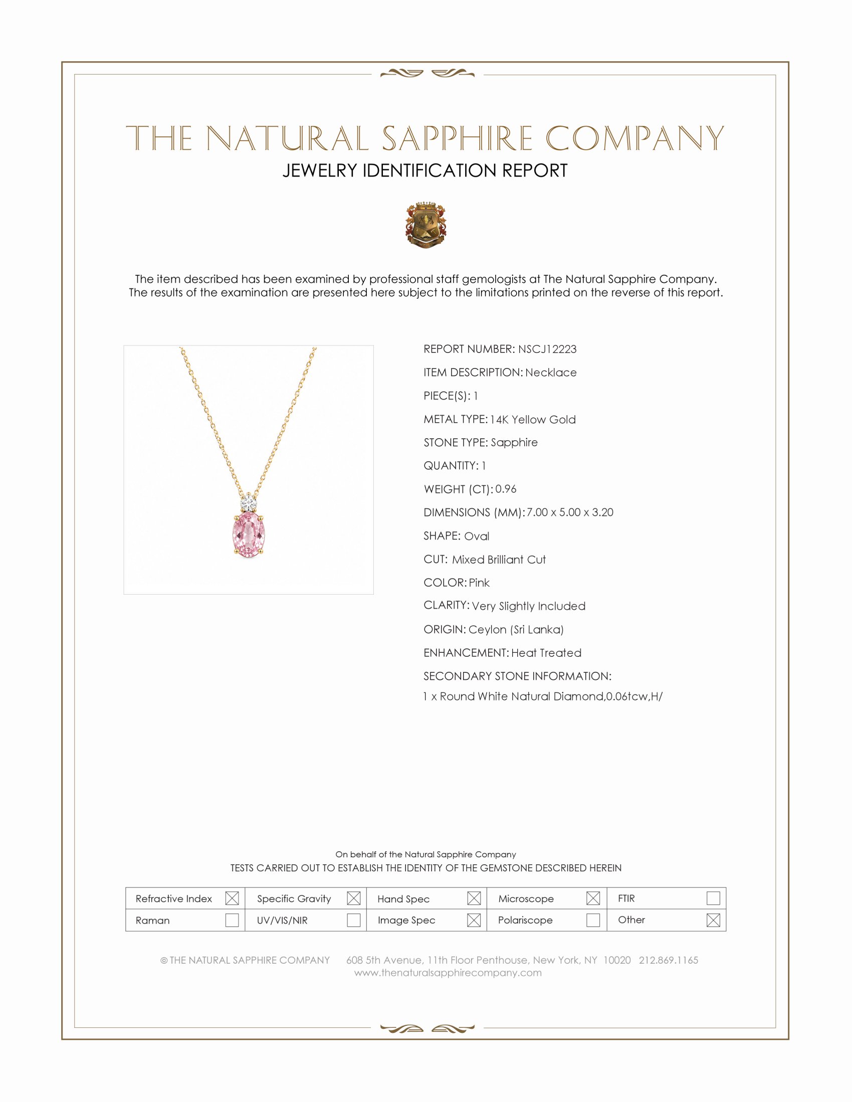 0.96 Ct. Pink Sapphire and Natural Diamond Multi Stone Necklace, 14K Yellow Gold