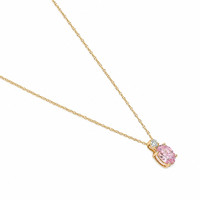 0.96 Ct. Pink Sapphire and Natural Diamond Multi Stone Necklace, 14K Yellow Gold Image