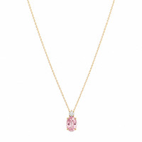 0.96 Ct. Pink Sapphire and Natural Diamond Multi Stone Necklace, 14K Yellow Gold Image