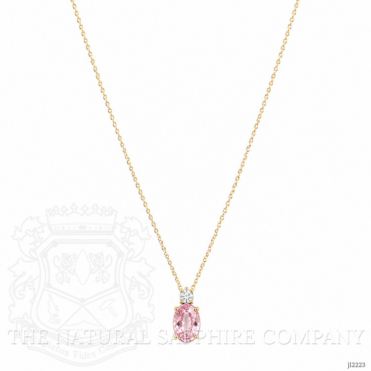 0.96 Ct. Pink Sapphire and Natural Diamond Multi Stone Necklace, 14K Yellow Gold