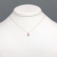 0.96 Ct. Pink Sapphire and Natural Diamond Multi Stone Necklace, 14K Yellow Gold Life Style