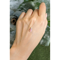 0.96 Ct. Pink Sapphire and Natural Diamond Multi Stone Necklace, 14K Yellow Gold Life Style