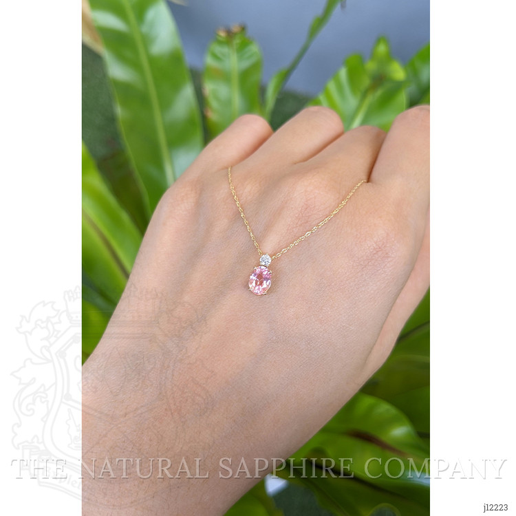 0.96 Ct. Pink Sapphire and Natural Diamond Multi Stone Necklace, 14K Yellow Gold