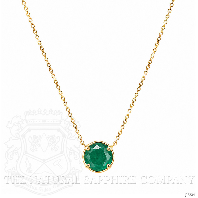 0.78 Ct. Emerald Bezel Necklace, 14K Yellow Gold