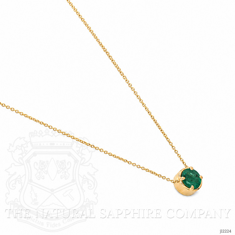 0.78 Ct. Emerald Bezel Necklace, 14K Yellow Gold