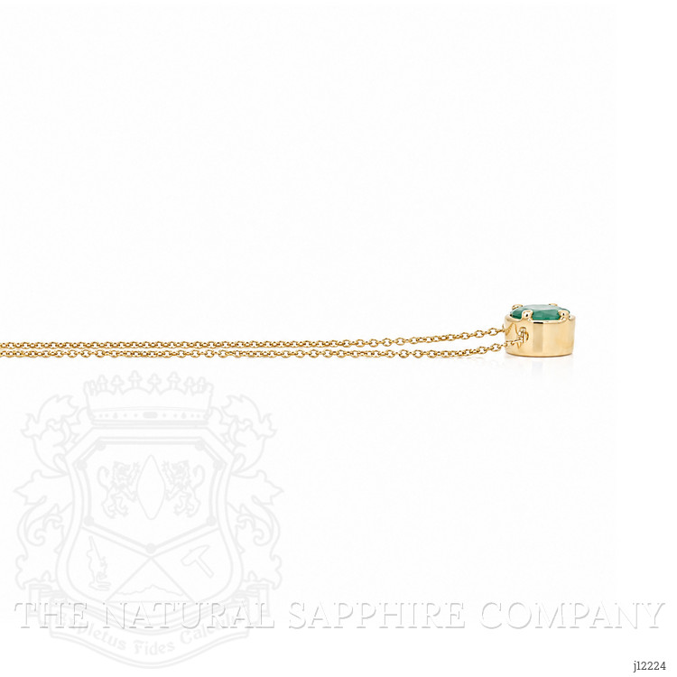 0.78 Ct. Emerald Bezel Necklace, 14K Yellow Gold