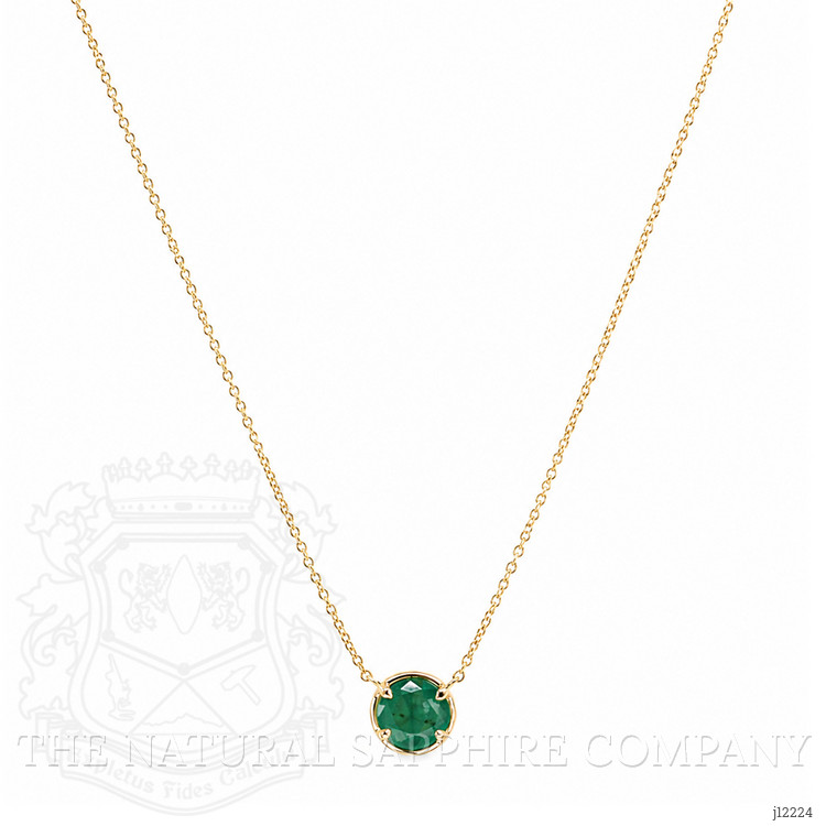 0.78 Ct. Emerald Bezel Necklace, 14K Yellow Gold