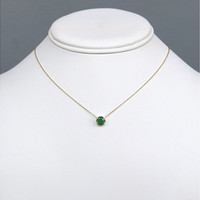 0.78 Ct. Emerald Bezel Necklace, 14K Yellow Gold Life Style