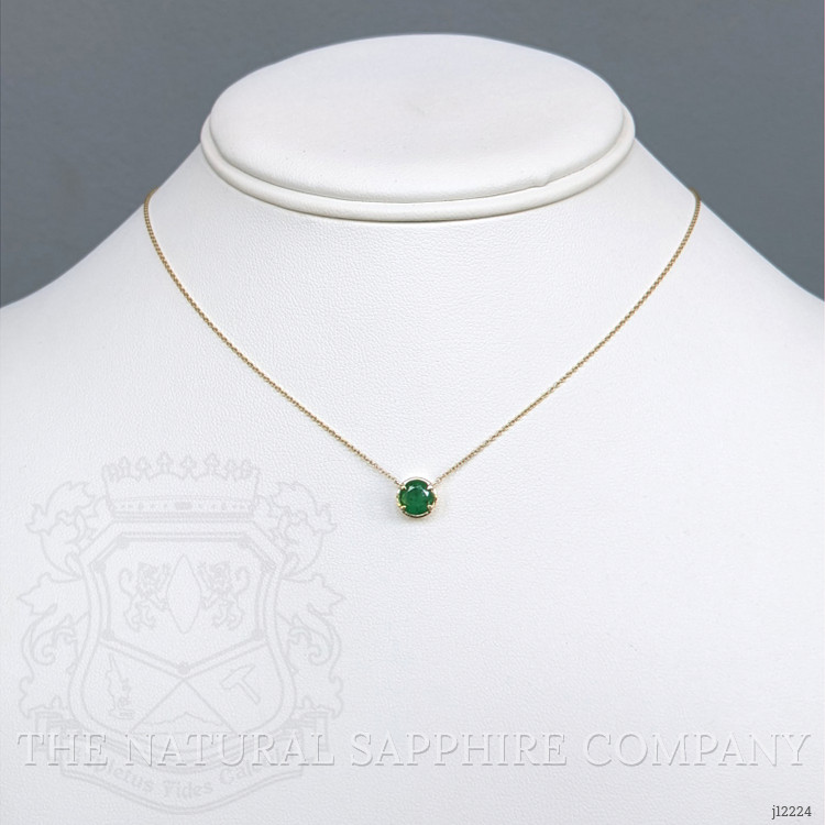 0.78 Ct. Emerald Bezel Necklace, 14K Yellow Gold